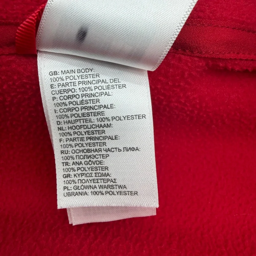 The North Face Mens XL Red Full Zip Fleece Jacket Mock Neck Chest Pocket Logo